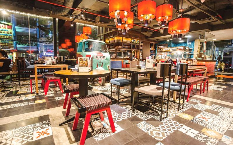 A modern Vietnamese restaurant with a youthful design and lively atmosphere