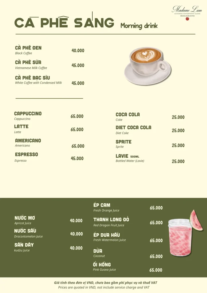 Cafe sáng Madame Lam